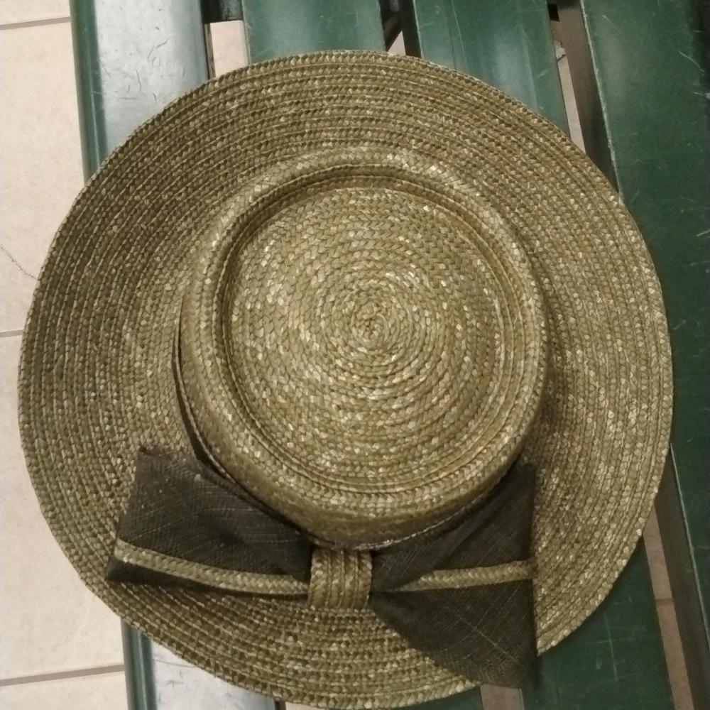 Georgi Vintage 70-80s DESIGNER  STRAW w burlap rib - Picture 2 of 8
